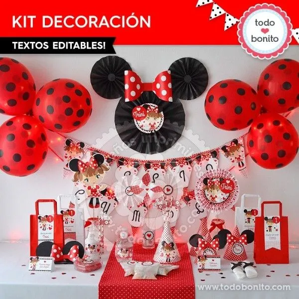 Orejas Minnie Rojo: decoración de fiesta - Todo Bonito