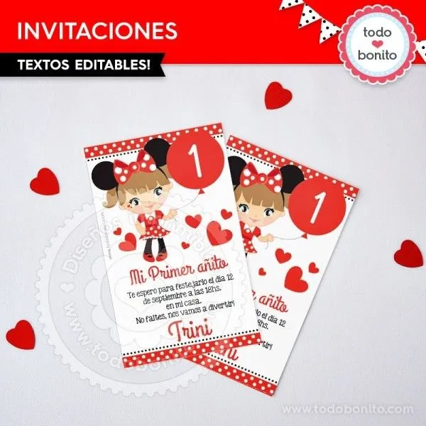 Orejas Minnie Rojo: invitación para imprimir - Todo Bonito Orejas Minnie Rojo: invitación para imprimir - Todo Bonito