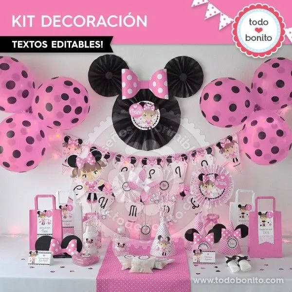 Orejas Minnie Rosa: decoración de fiesta - Todo Bonito