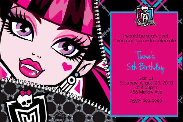 Tarjeta cumpleaños monster high - Imagui