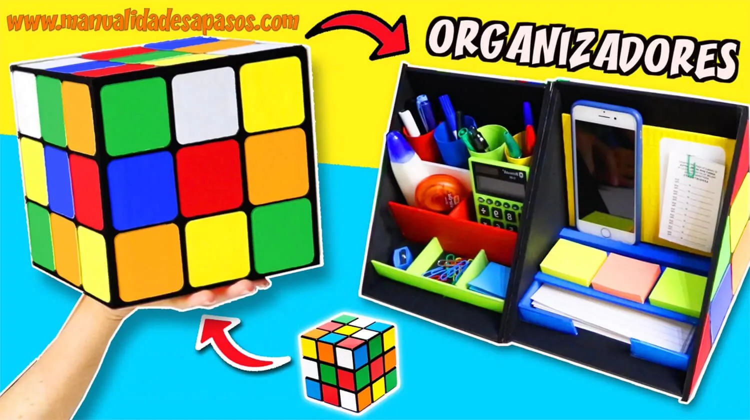 Organizador cubo de RUBIK gigante - Manualidades aPasos Organizador cubo de RUBIK gigante - Manualidades aPasos
