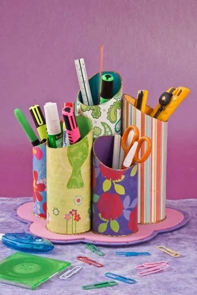 Organizador con tubos de papel higiénico. Reciclaje / Manualidades ... Organizador con tubos de papel higiénico. Reciclaje / Manualidades ...
