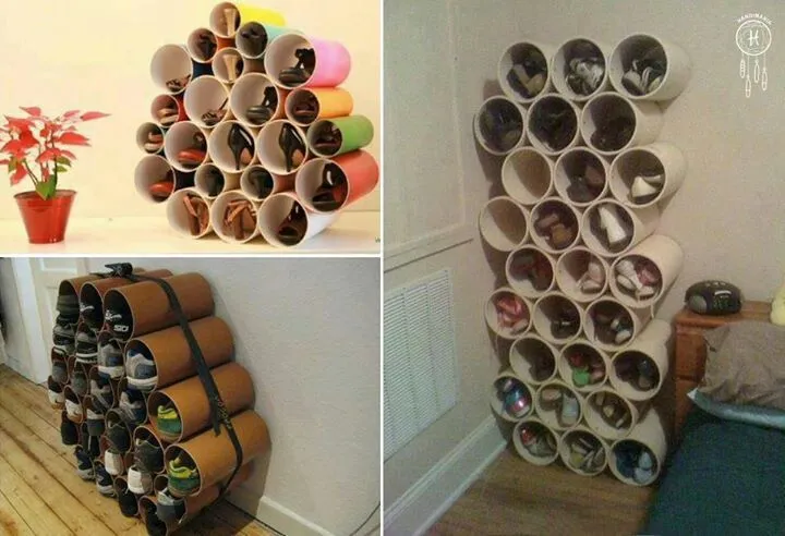 Organizador de zapatos con tubos de pvc. En Cosas creativas para ... Organizador de zapatos con tubos de pvc. En Cosas creativas para ...