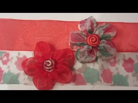 Cómo hacer flores de cinta de organza. How to make organza Flowers ...