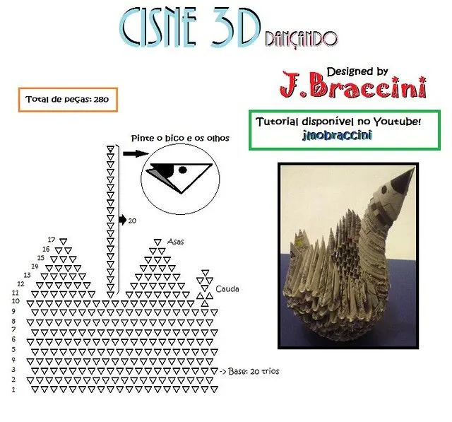 Origami 3D diagrama cisne - Imagui
