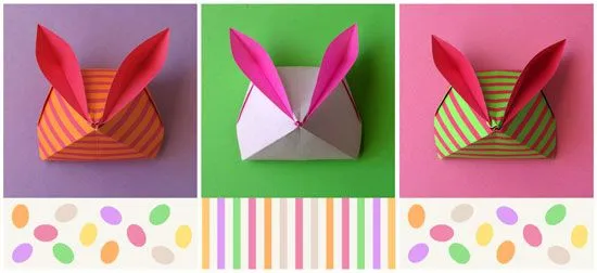 Origami paso a paso, Conejo de papel –pasos para plegar caja-conejo