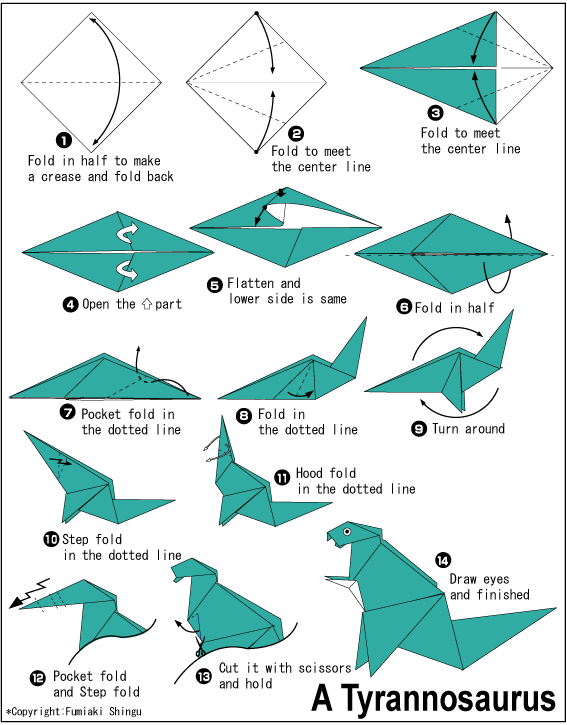Origami Tyrannosaurus | Paper Handmade | Pinterest