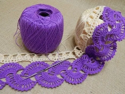 Orilla # 14 Abanicos dos colores Crochet parte 1 de 2 - YouTube Orilla # 14 Abanicos dos colores Crochet parte 1 de 2 - YouTube