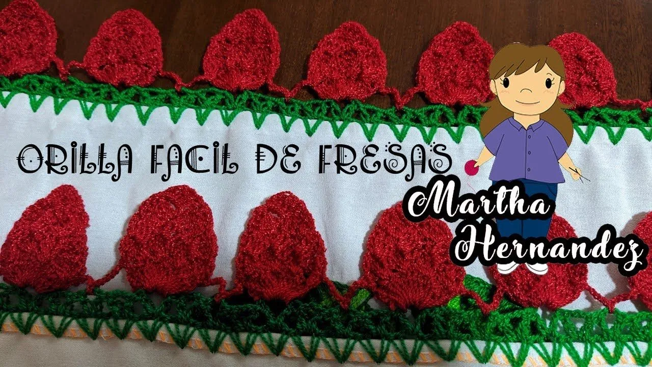 Orilla o Puntilla Tejida Fresas # 4 - YouTube Orilla o Puntilla Tejida Fresas # 4 - YouTube