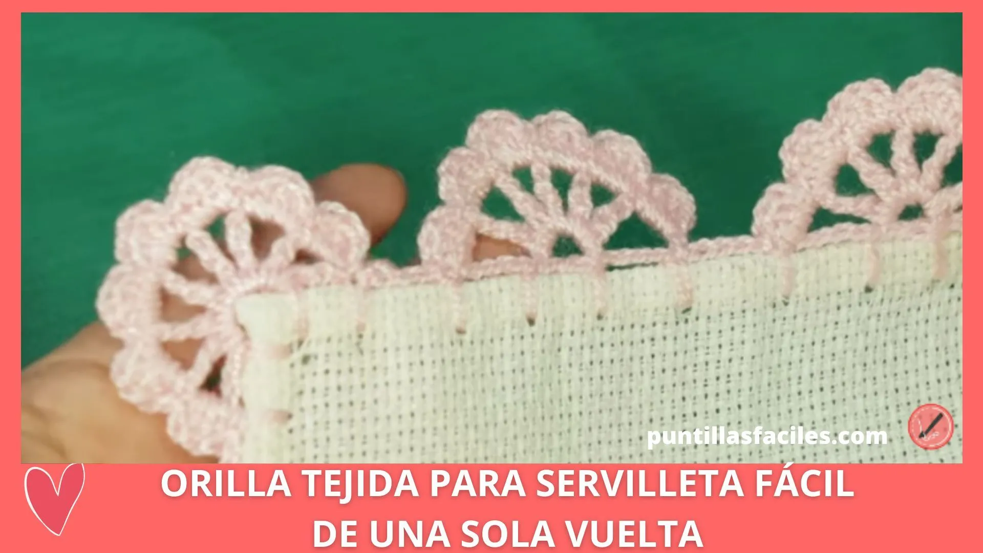 Orilla tejida para servilleta fácil de una vuelta - Puntillas fáciles Orilla tejida para servilleta fácil de una vuelta - Puntillas fáciles