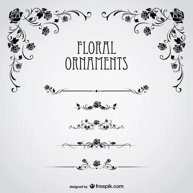Ornamentos florales con rosas negras | Descargar Vectores gratis Ornamentos florales con rosas negras | Descargar Vectores gratis