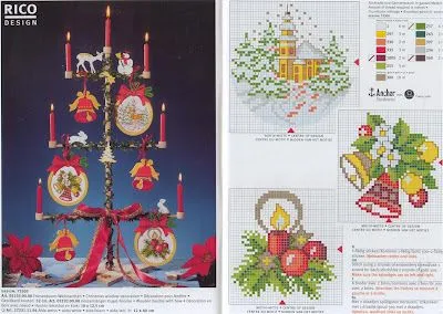 Ornamentos navideños en punto de cruz :