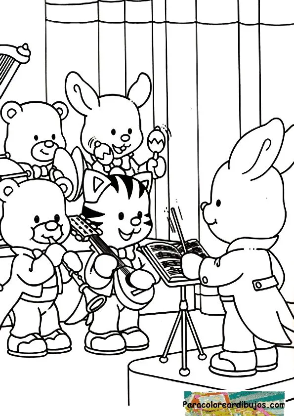 orquesta de musica para colorear | Colorear dibujos orquesta de musica para colorear | Colorear dibujos