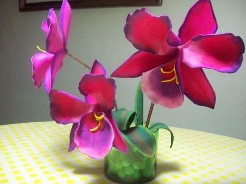 Como hacer una orquidea de foami paso a paso - Imagui