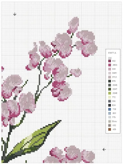 Orquídeas en punto de cruz con esquemas | En Punto de cruz