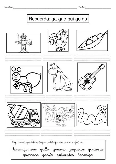 Recursos Infantiles: Dificultades con G y GU Recursos Infantiles: Dificultades con G y GU