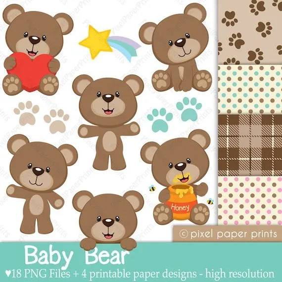 Osito Bebé Set de Clip Art y Papeles por pixelpaperprints en Etsy Osito Bebé Set de Clip Art y Papeles por pixelpaperprints en Etsy