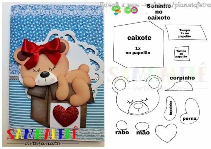 Osito en caja | Urso em eva, Trabalhos manuais, Padrões de animais Osito en caja | Urso em eva, Trabalhos manuais, Padrões de animais