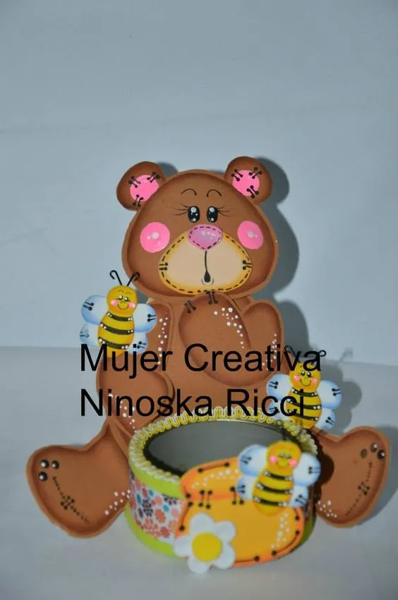 Osito en goma eva lata decorada | colegio | Pinterest