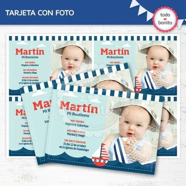 Osito Marinero: tarjeta con foto - Todo Bonito