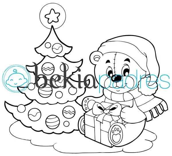 Osito de Navidad: dibujo para colorear