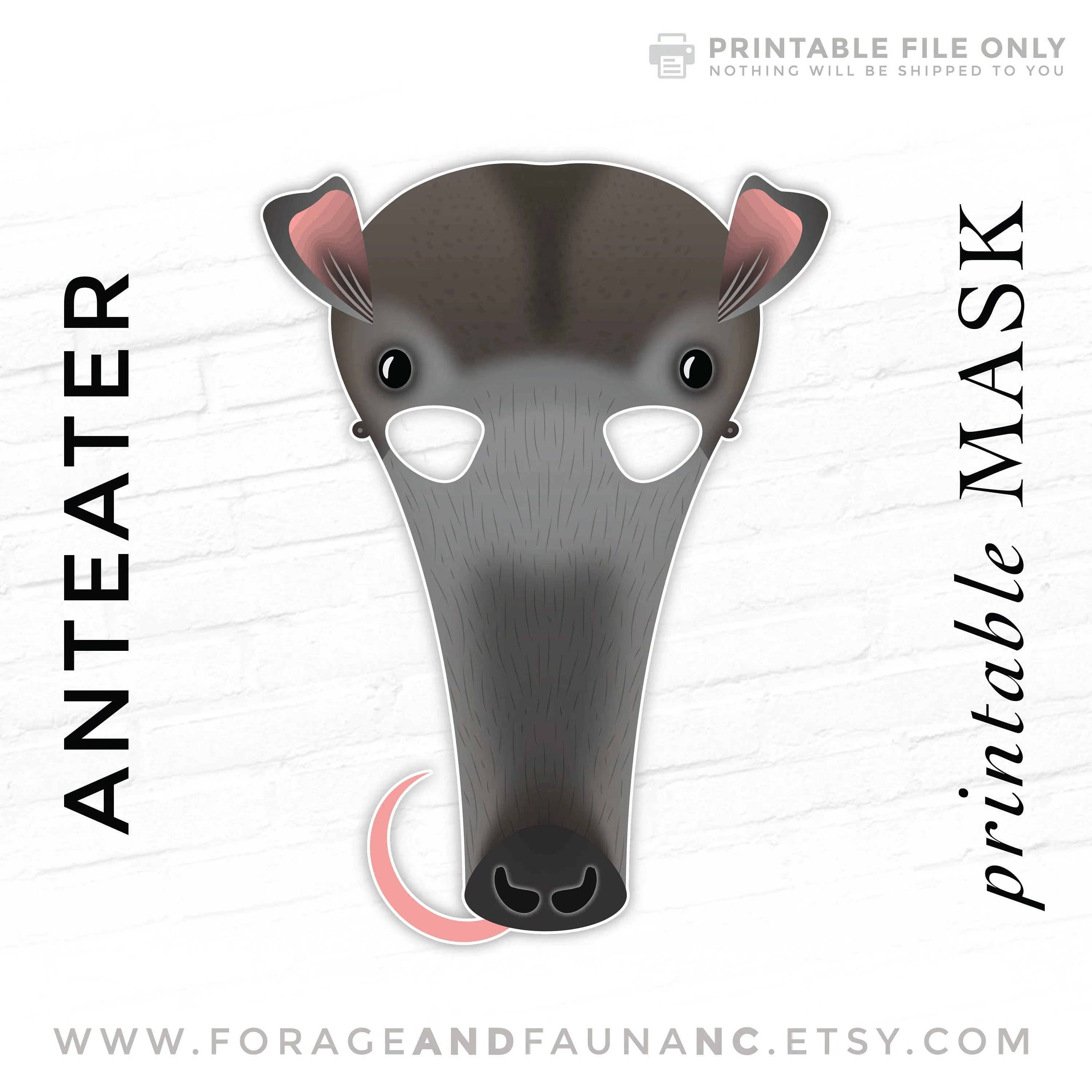 Oso hormiguero Oso hormiguero Máscara de animal imprimible - Etsy México Oso hormiguero Oso hormiguero Máscara de animal imprimible - Etsy México