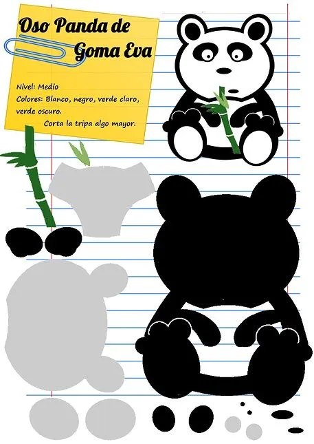 Un oso panda comiendo bambú............¡en goma eva! Ánimo ...¡es ... Un oso panda comiendo bambú............¡en goma eva! Ánimo ...¡es ...