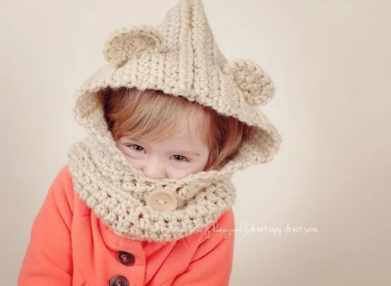 Oso de peluche con capucha capucha Crochet gorro por Zoealittlebit