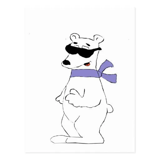 Oso polar del dibujo animado en bufanda y sombras postal de Zazzle. Oso polar del dibujo animado en bufanda y sombras postal de Zazzle.