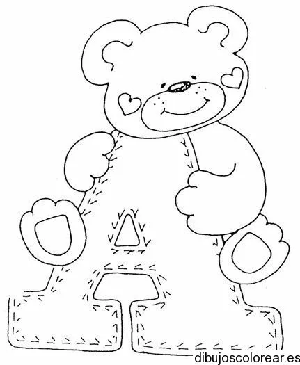 Dibujo de un osito con la letra A | Dibujos para Colorear Dibujo de un osito con la letra A | Dibujos para Colorear