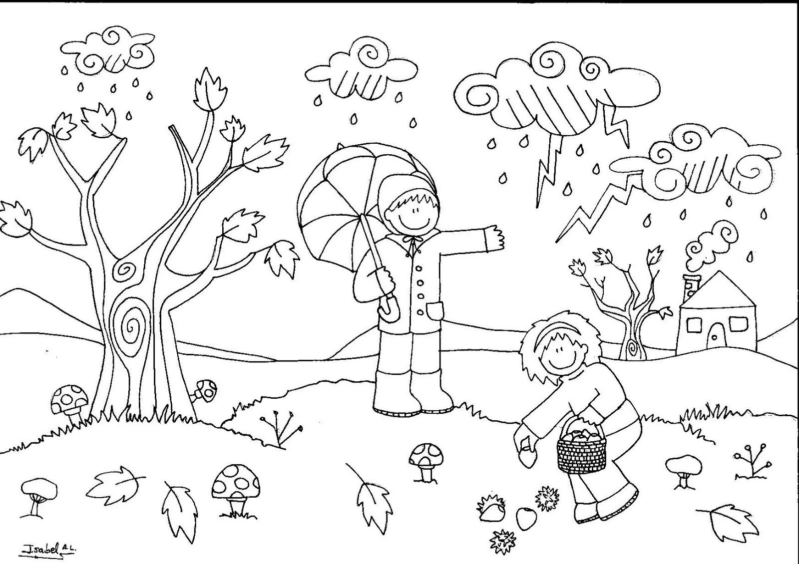 Otoño, dibujos para pintar de la estación que caen las hojas ... Otoño, dibujos para pintar de la estación que caen las hojas ...