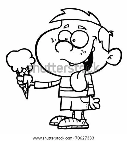 Outlined Boy With Ice Cream Imagen de archivo (stock) 70627333 ...