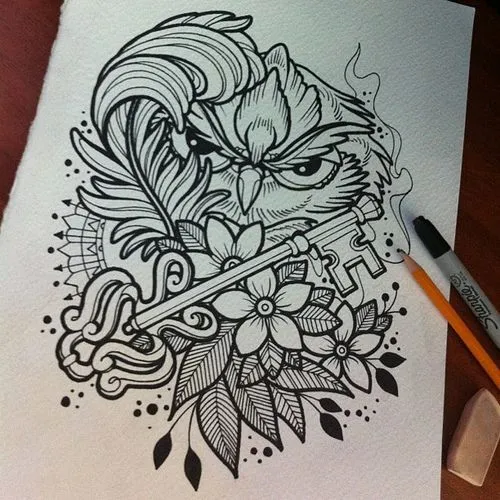 Owl Sketch | Tattoo | Pinterest | Owl, Teclas y Bocetos