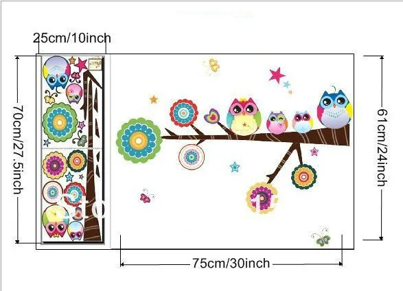 Owl Tree Wall Deco Vinyl Sticker Decal Decor Removable Nursery Art ...