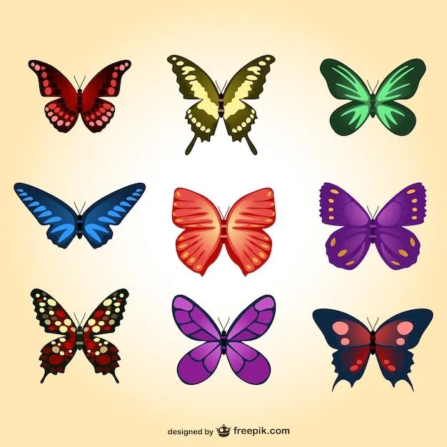 Pack de mariposas de colores | Descargar Vectores gratis