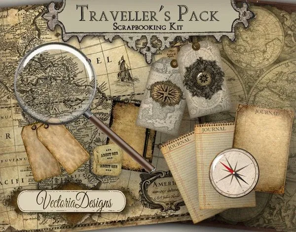 Pack Scrapbooking Digital Kit Vintage del por VectoriaDesigns Pack Scrapbooking Digital Kit Vintage del por VectoriaDesigns