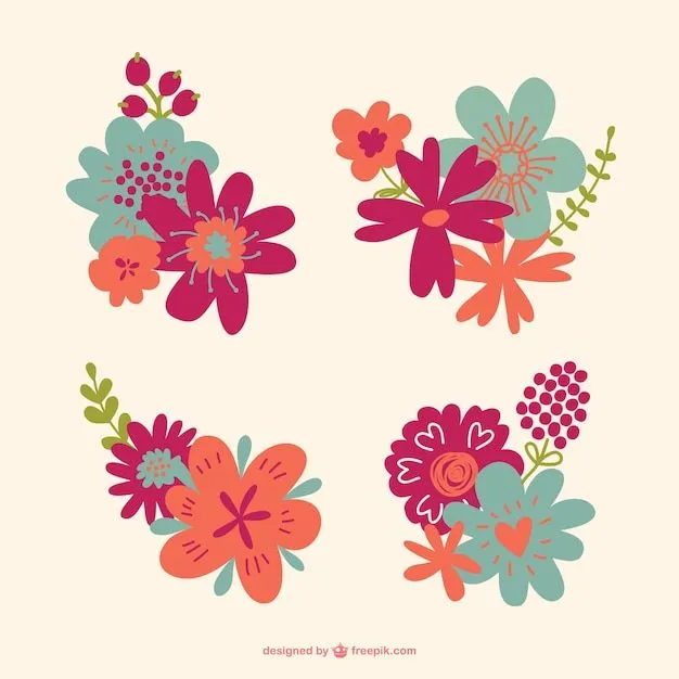 Packde vectores de flores retro | Descargar Vectores gratis Packde vectores de flores retro | Descargar Vectores gratis
