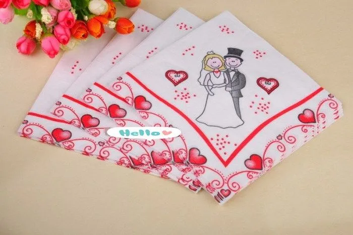 5 packs 100 unids servilletas de boda novia y el novio de Color ... 5 packs 100 unids servilletas de boda novia y el novio de Color ...