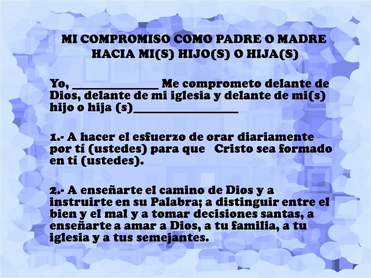 Pacto o compromiso de usted como padre o madre con su hijo o hijos ... Pacto o compromiso de usted como padre o madre con su hijo o hijos ...