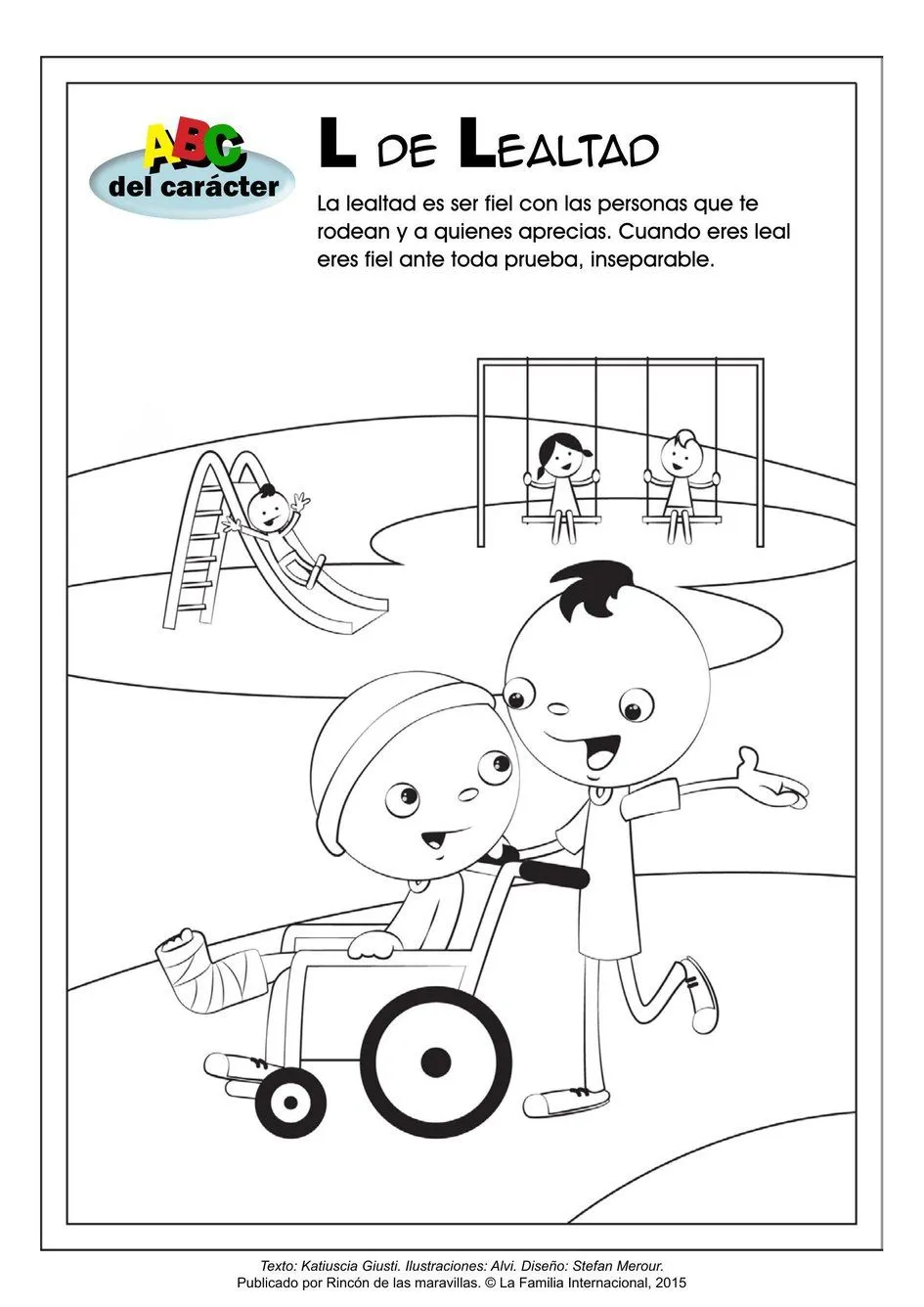 Página para colorear: ABC del carácter: L de Lealtad | Rincón de las maravillas