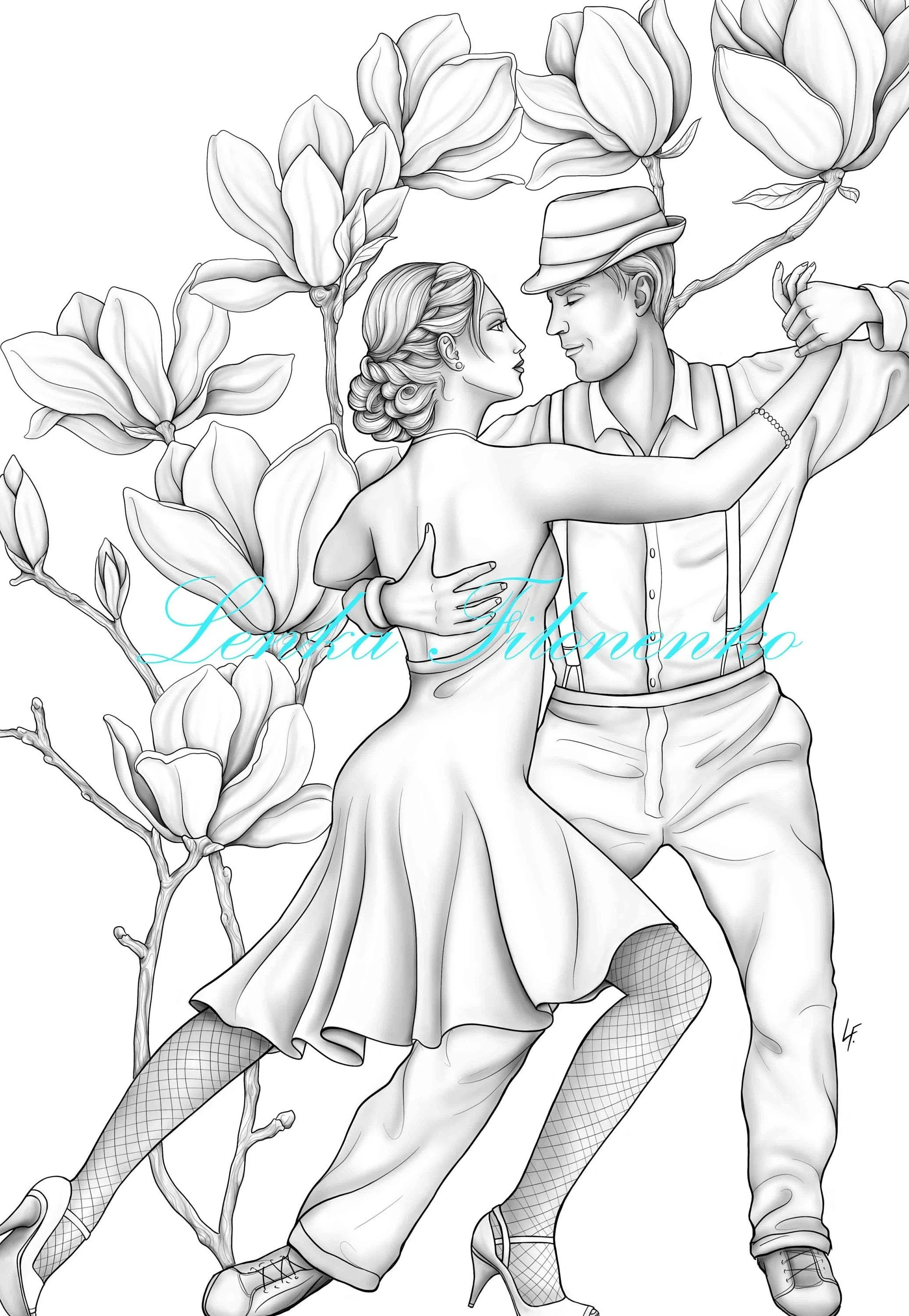 Página para colorear para adultos Baile de tango escala de - Etsy México Página para colorear para adultos Baile de tango escala de - Etsy México