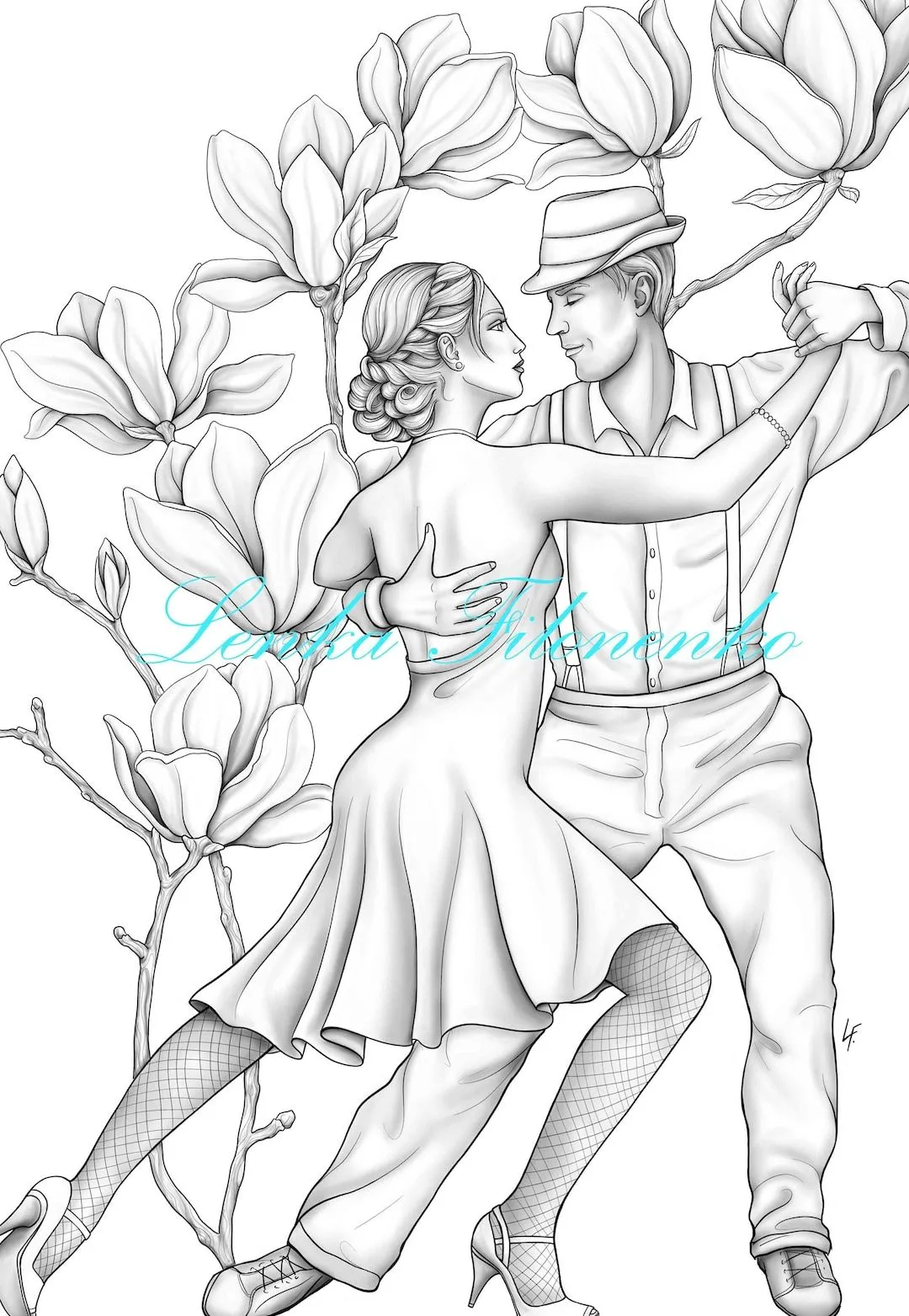 Página para colorear para adultos Baile de tango escala de - Etsy México