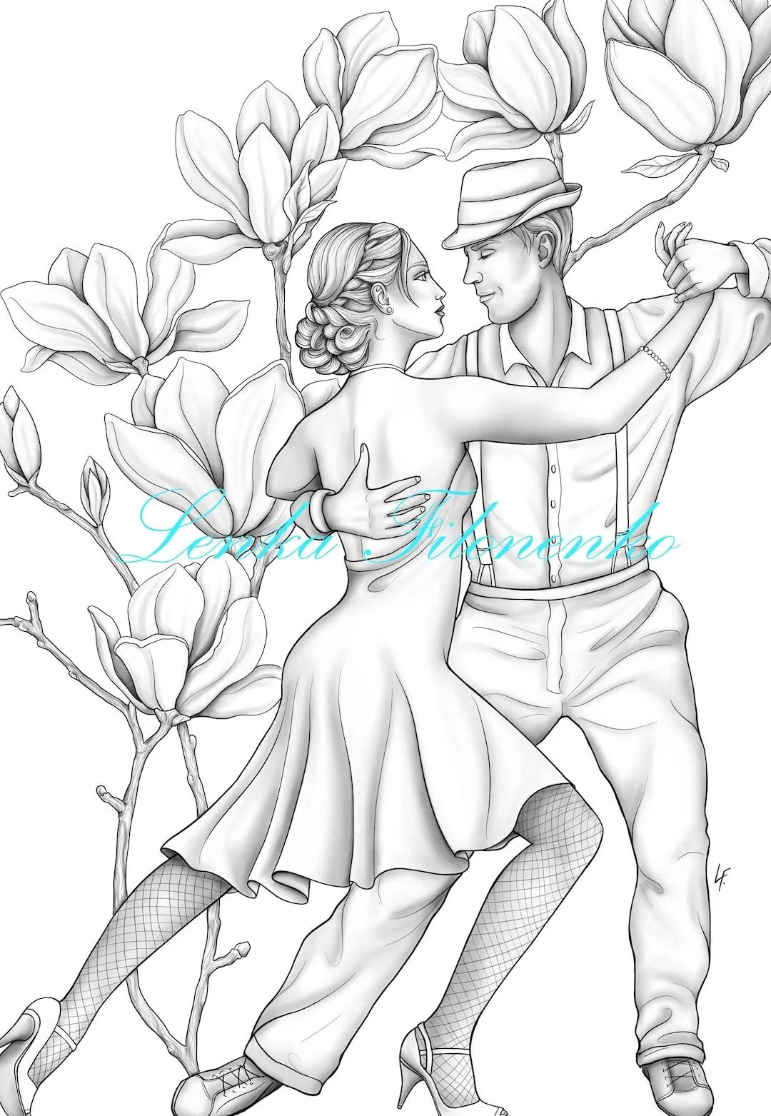 Página para colorear para adultos Baile de tango escala de - Etsy México Página para colorear para adultos Baile de tango escala de - Etsy México