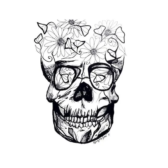 Página para colorear la calavera de margarita - Etsy México Página para colorear la calavera de margarita - Etsy México