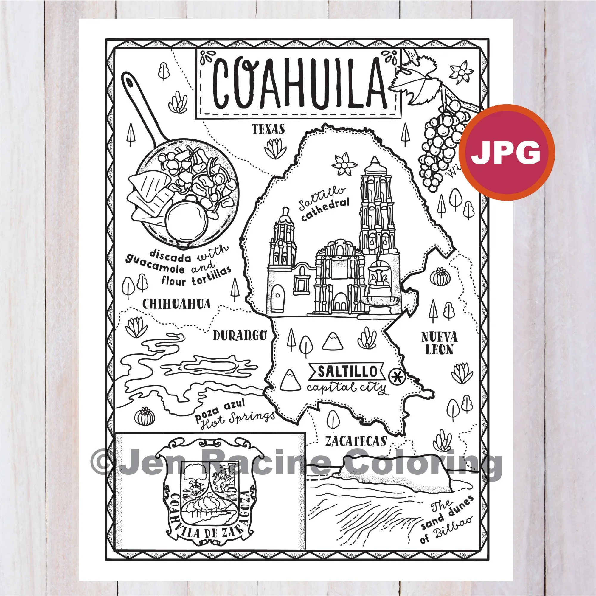Página para colorear de Coahuila, Estado de México, Estados de México, Bandera, Comida, Monumentos, Página para colorear, JPG Descargar - Etsy México Página para colorear de Coahuila, Estado de México, Estados de México, Bandera, Comida, Monumentos, Página para colorear, JPG Descargar - Etsy México