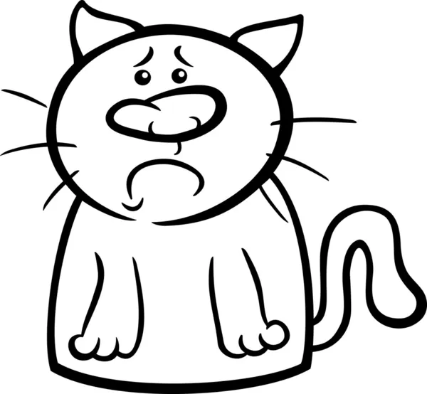 Página para colorear de dibujos animados de gato triste — Vector ... Página para colorear de dibujos animados de gato triste — Vector ...