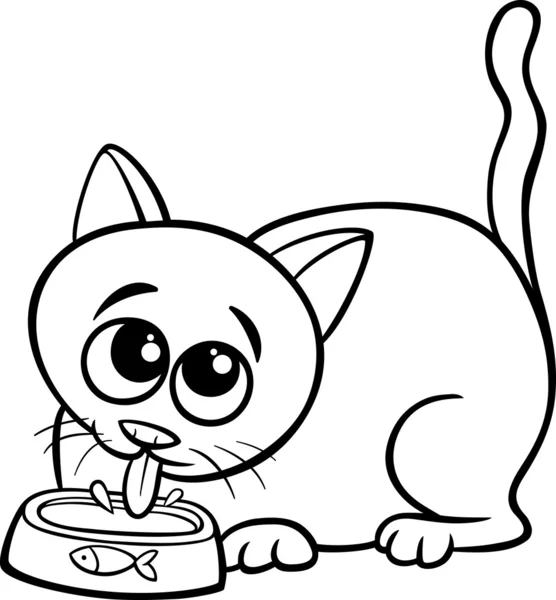 Página de para colorear de gato bebiendo leche — Vector stock ...