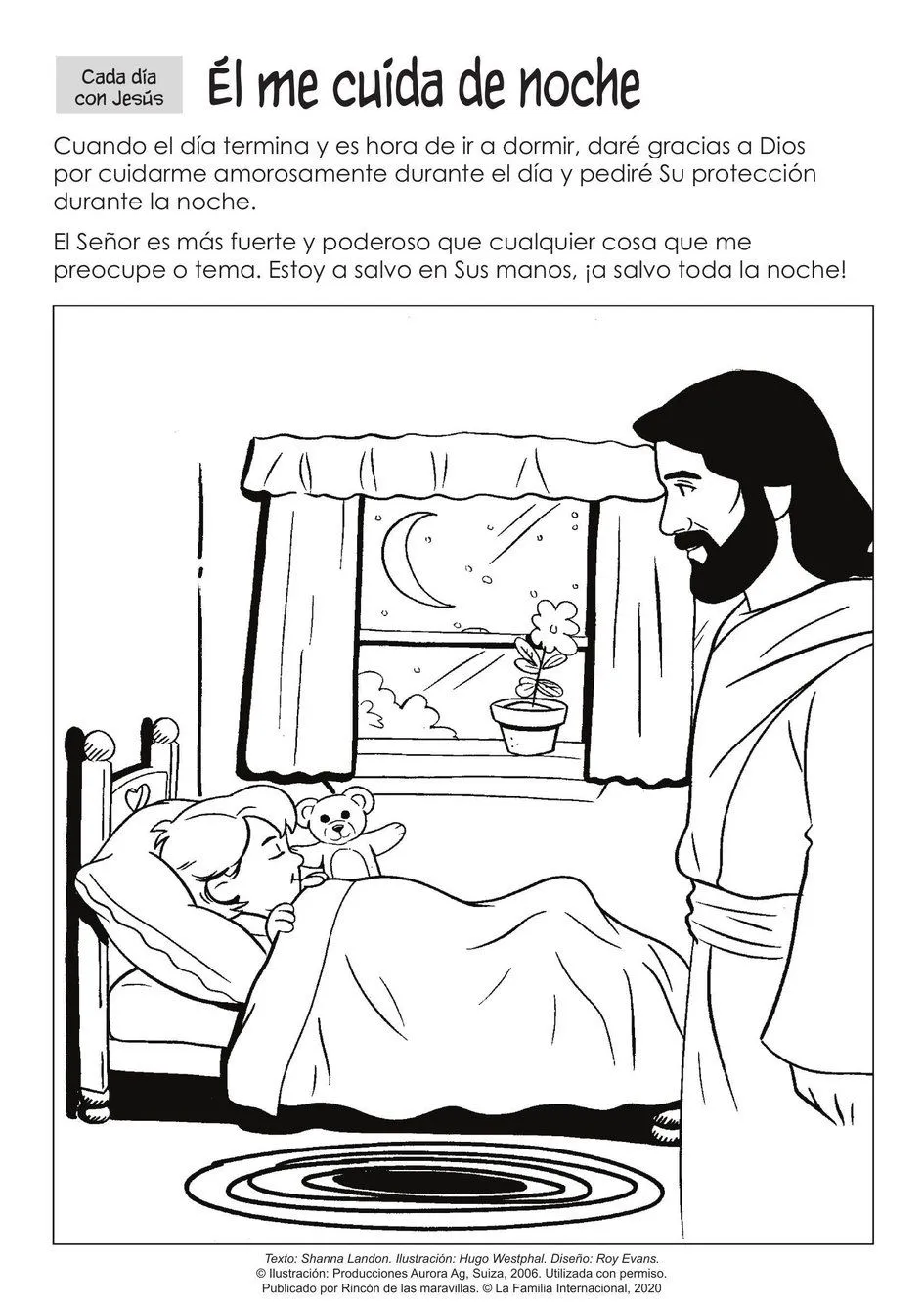 Página para colorear: Cada día con Jesús: Él me cuida de noche | Rincón de las maravillas Página para colorear: Cada día con Jesús: Él me cuida de noche | Rincón de las maravillas