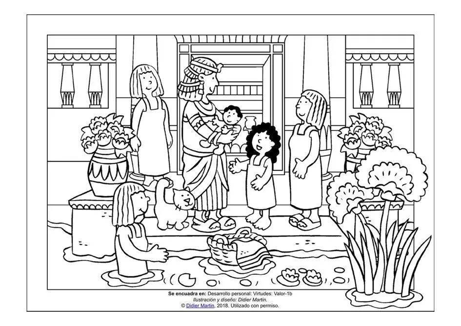 Página para colorear: Jóvenes de la Biblia: Miriam y el bebé Moisés | Rincón de las maravillas Página para colorear: Jóvenes de la Biblia: Miriam y el bebé Moisés | Rincón de las maravillas
