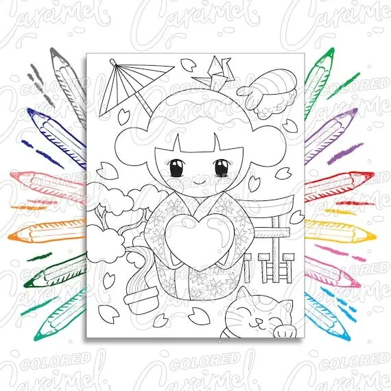 Página para colorear Kawaii Descarga digital PDF con muñeca - Etsy México Página para colorear Kawaii Descarga digital PDF con muñeca - Etsy México
